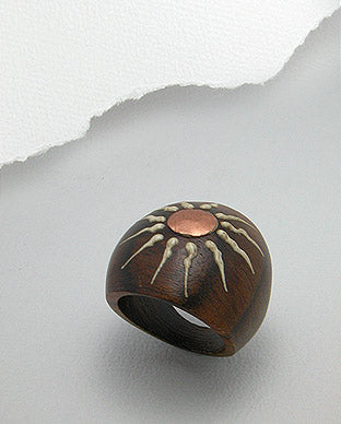Anillo de Sol Artesanal de Madera y Cobre - Wood and Copper Handmade Sun Ring - ID: 66796326 Bellash