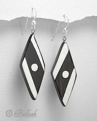 Aretes Colgantes Artesanales de Madera y Plata 925 - Wood and 925 Sterling Silver Handmade Hanging Earrings - ID: 71807270 Bellash